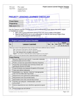 PROJECT LESSONS-LEARNED CHECKLIST - CVR/IT