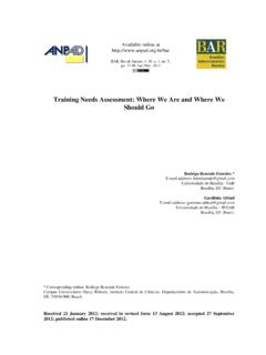 Training Needs Assessment: Where We Are and …