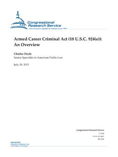 Armed Career Criminal Act (18 U.S.C. 924(e)): An Overview