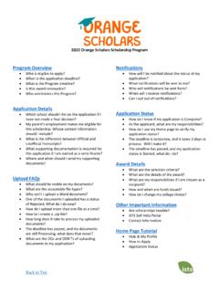 2022 Orange Scholars Scholarship Program