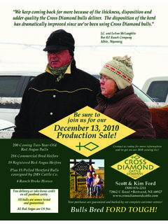 December 13, 2010 Production Sale! - Cross Diamond Cattle