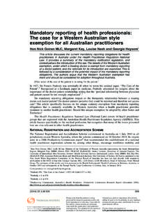 Mandatory reporting of health professionals: The …