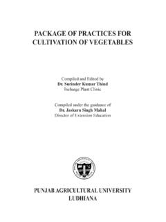 PACKAGE OF PRACTICES FOR CULTIVATION OF VEGETABLES