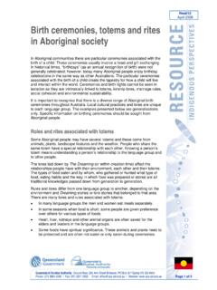 Birth ceremonies, totems and rites in Aboriginal society ...