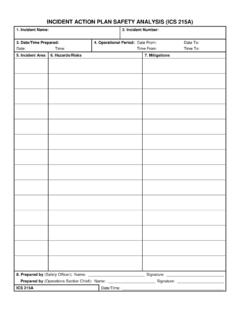 ICS Form 215A, Incident Action Plan Safety Analysis
