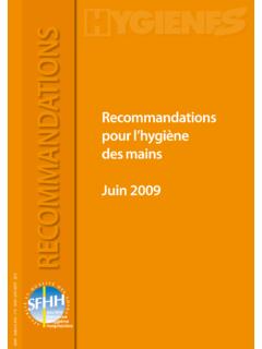 Recommandations pour l'hygi&#232;ne des mains - 2009