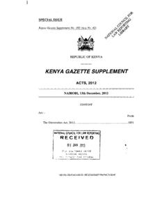 KENYA GAZETTE SUPPLEMENT - University of Nairobi