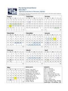 Blue Springs School District 2021-2022 Calendar