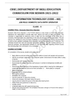CBSE | DEPARTMENT OF SKILL EDUCATION CURRICULUM …