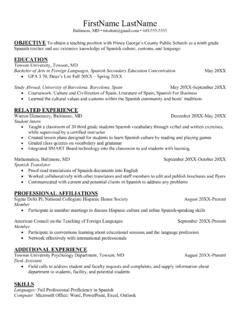 Sample Resume Foreign Languages - Towson University