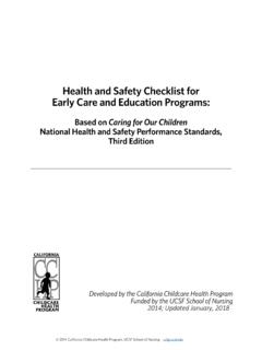 Health and Safety Checklist for Early Care and …