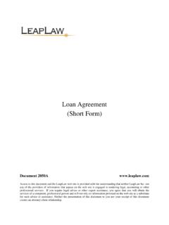 Loan Agreement (Short Form)