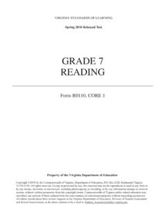 GRADE 7 READING - Virginia Department of …