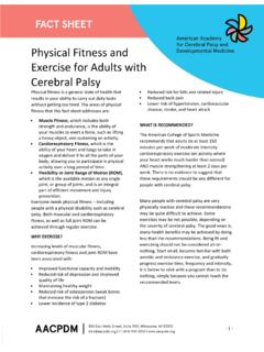 Physical Fitness and Exercise for Adults with Cerebral Palsy