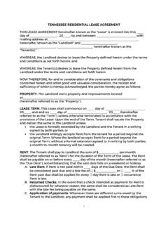 TENNESSEE RESIDENTIAL LEASE AGREEMENT THIS LEASE …