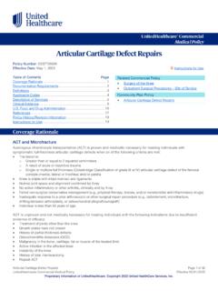 Articular Cartilage Defect Repairs - UHCprovider.com