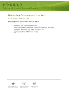 Measuring Socioeconomic Status - OBSSR e-Source