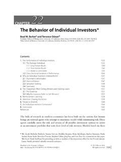 The Behavior of Individual Investors - Berkeley Haas