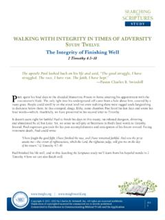 WALKING WITH INTEGRITY IN TIMES OF ADVERSITY Study …