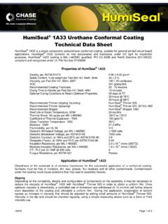 HumiSeal 1A33 Urethane Conformal Coating Technical Data …