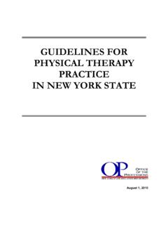 GUIDELINES FOR PHYSICAL THERAPY PRACTICE IN NEW …
