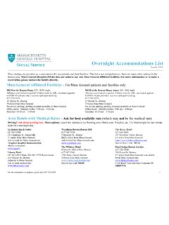 Overnight Accommodations List - Massachusetts General …