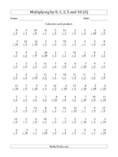 Multiplication Facts Worksheet -- Multiplying by Anchor ...