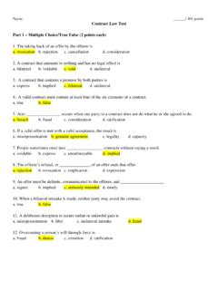 Name: / 101 points Contract Law Test Part 1 – Multiple ...