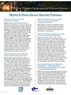 Myths &amp; Facts About Harriet Tubman - NPS