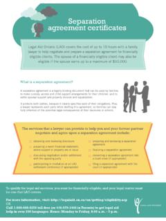 Separation agreement certificates - Legal Aid Ontario