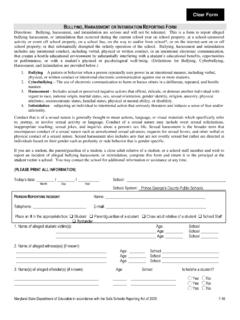 HARASSMENT OR INTIMIDATION REPORTING FORM
