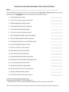 Common Core Grammar Worksheet: There, Their …