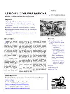 Lesson 2 Civil War Rations - Lincoln Log Cabin