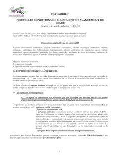 CATEGORIE C NOUVELLES CONDITIONS DE CLASSEMENT ET …