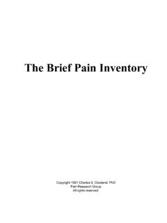 The Brief Pain Inventory - NPCRC