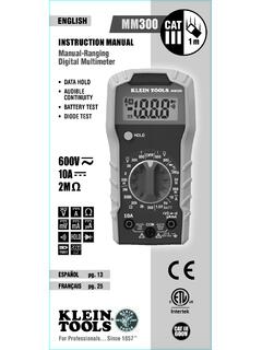 Manual-Ranging Digital Meter - Klein Tools