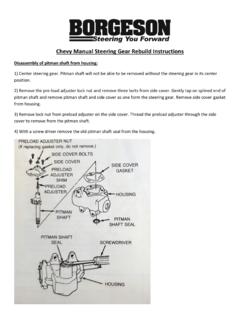 Chevy Manual Steering Gear Rebuild Instructions