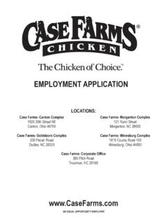 EMPLOYMENT APPLICATION - Case Farms