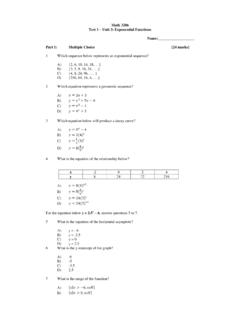 Math 3206 Test 1 Unit 3: Exponential Functions Name: Part ...