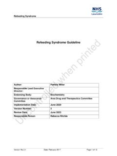 Refeeding Syndrome Guideline