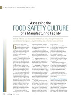 Assessing the Food Safety Culture of Manufacturing Facility