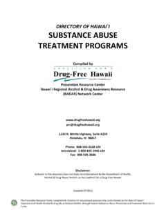 Directory of Substance Abuse - Drug Free Hawaii