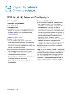 UCB, Inc. 401(k) Retirement Plan Highlights