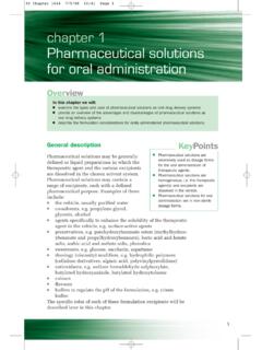 chapter 1 Pharmaceutical solutions for oral administration