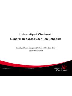 University of Cincinnati General Records Retention Schedule