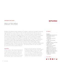 CORPORATE FACT SHEET About McAfee