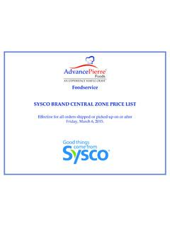 Foodservice SYSCO BRAND CENTRAL ZONE PRICE LIST