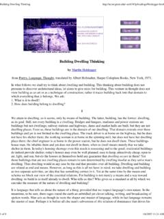 Building Dwelling Thinking - University of Utah