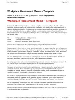 Workplace Harassment Memo – Template - HR Outsourcing