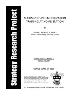 MAXIMIZING PRE-MOBILIZATION TRAINING AT …